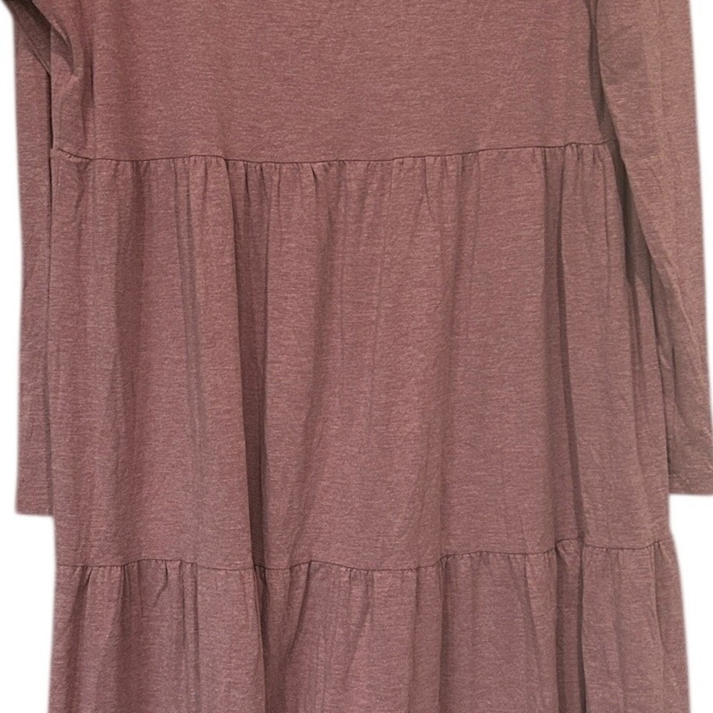 Twigg & Feather Pink Babydoll Midi Dress Bamboo Cotton Tiered Stretch L Normcore - Picture 6 of 6
